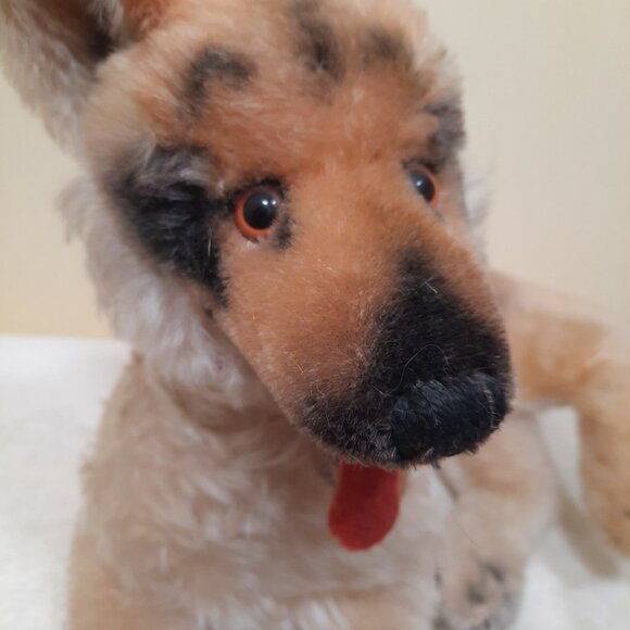 Steiff Arco German Shepherd With Tags Big 22 inch Lying Down Mohair Vintage 70s - Picture 11 of 13